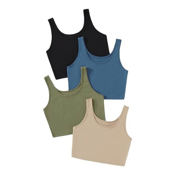 Shein Women's 4 pack Sleeveless Tank‎ Crop Tops - Size Large - Picture 1 of 15